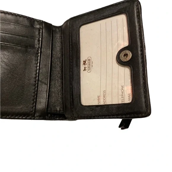 Coach mini wallet patent leather purse zip black silver - Picture 5 of 12